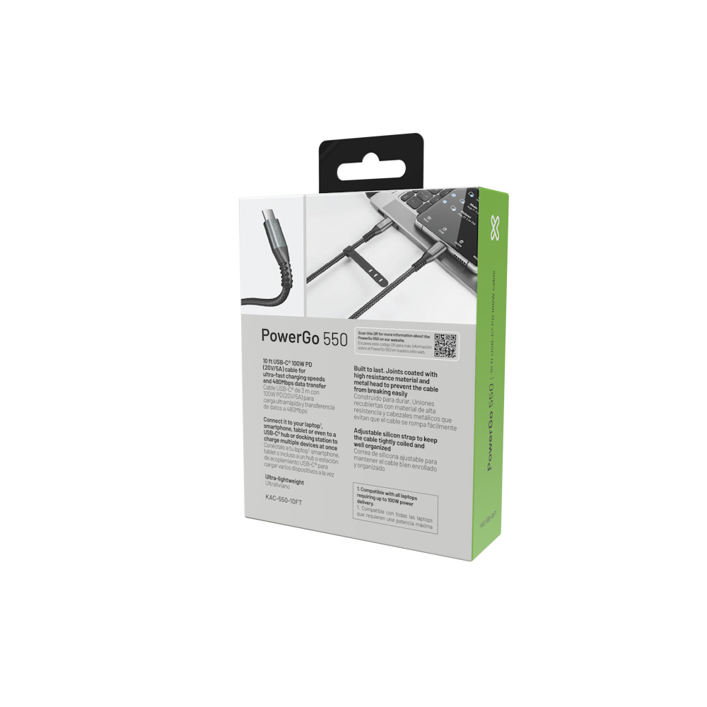 cable usb c a usb c klip xtreme powergo 550 (kac 550 10ft) 100w pd (3 metros) cable usb c a usb c klip xtreme powergo 550 (kac 550 10ft) 100w pd (3 metros)