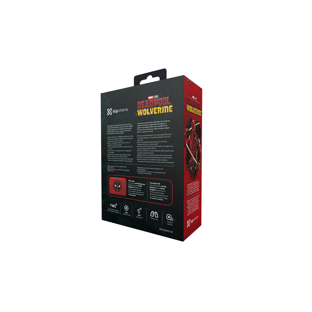 parlante portátil klip xtreme nitro bluetooth tws ipx7 marvel deadpool parlante portátil klip xtreme nitro bluetooth tws ipx7 marvel deadpool