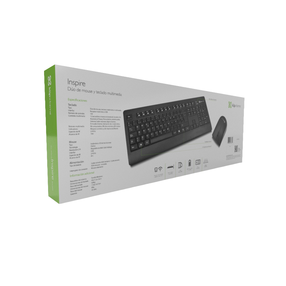 combo inalámbrico klip xtreme inspire kck 265s teclado y mouse (negro) combo inalámbrico klip xtreme inspire kck 265s teclado y mouse (negro)